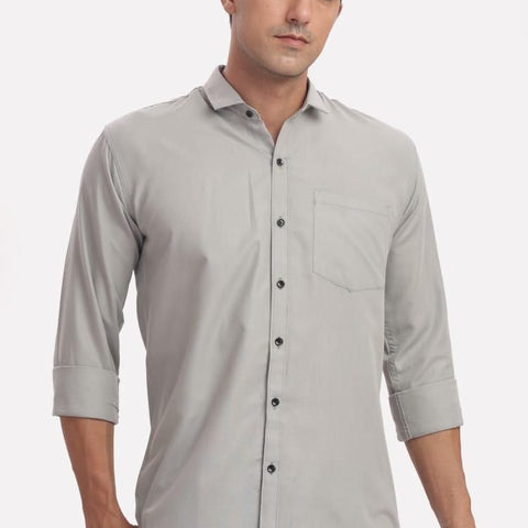 Men's Solid Satin Stylish Casual Shirt Grey