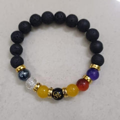 Natural Beads Om Bracelet