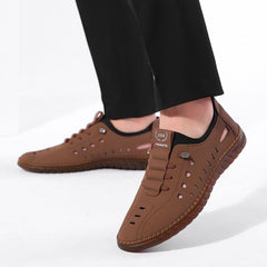 Men's Stylish Laser Cut Tan Casual Shoes