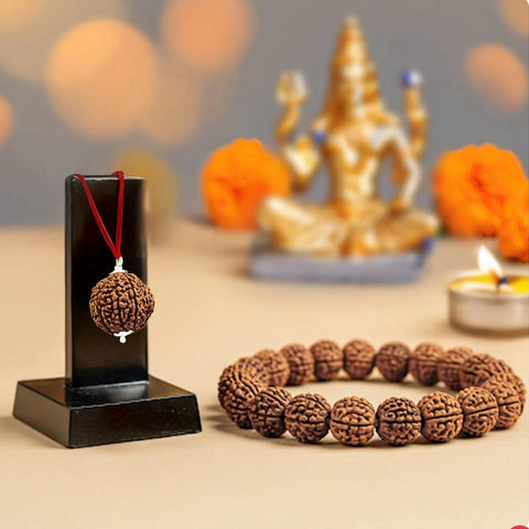 Maha SHivratri Combo - 5 Mukhi Rudraksha With Bracelet